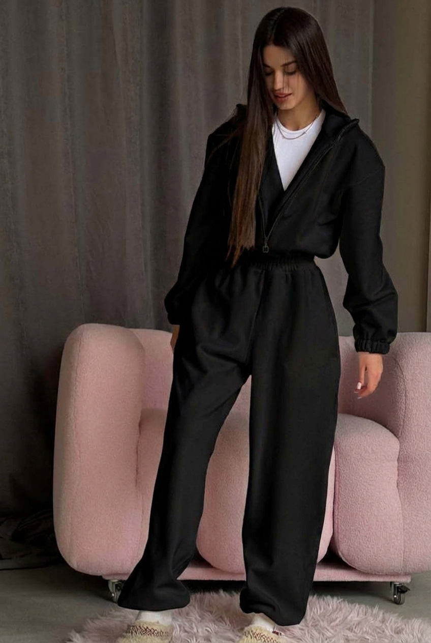 Merge ολόσωμη φόρμα φούτερ μαύρο Merge ολόσωμη φόρμα φούτερ μαύρο - Image 1