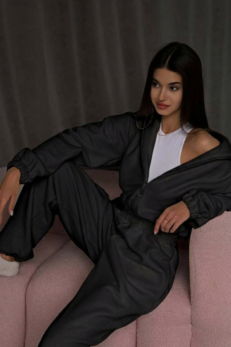 Merge ολόσωμη φόρμα φούτερ μαύρο - Image 2