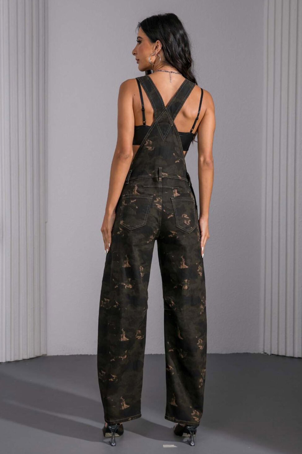 Milit τζιν ολόσωμη φόρμα-σαλοπέτα χακί - Image 2