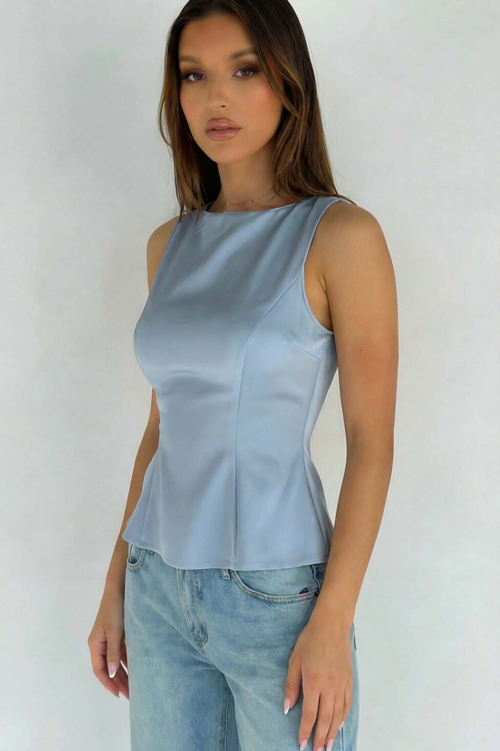 Mireya αμάνικο τοπ σιελ - Image 2