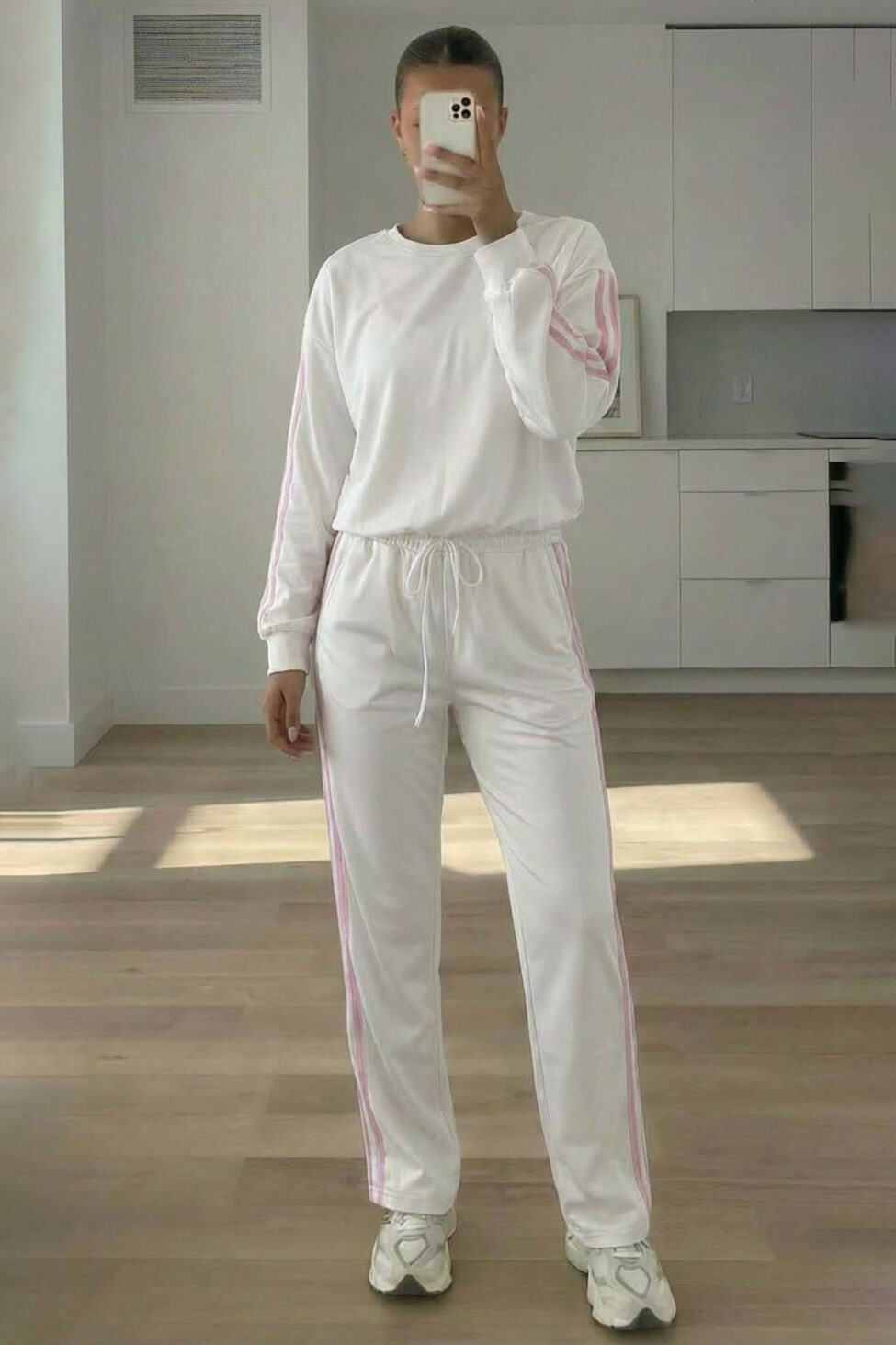 Mona σετ φούτερ παντελόνι λευκό - Image 2