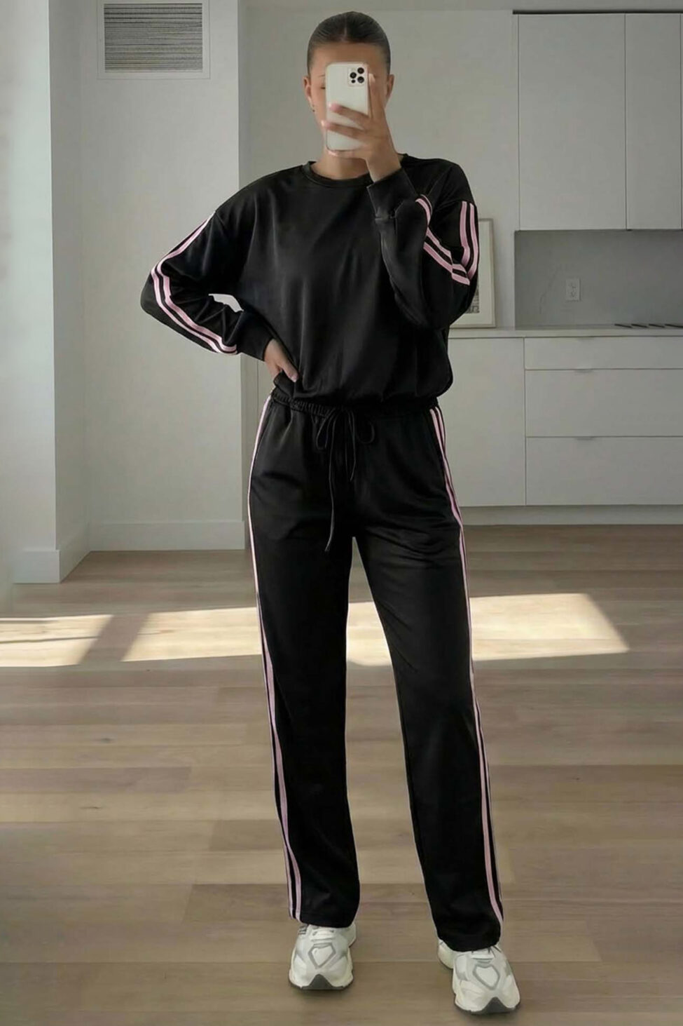 Mona σετ φούτερ παντελόνι μαύρο - Image 2