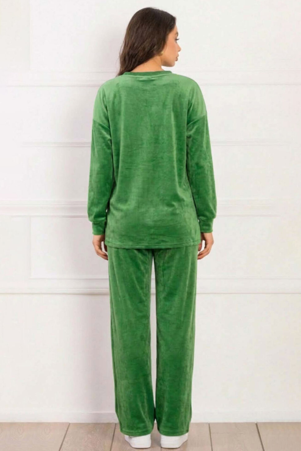 Novelis βελούδινο σετ μπλούζα-παντελόνι πράσινο - Image 2