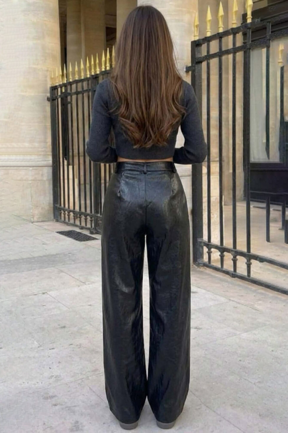 Olivia παντελόνι από οικολογικό δέρμα μαύρο - Image 2