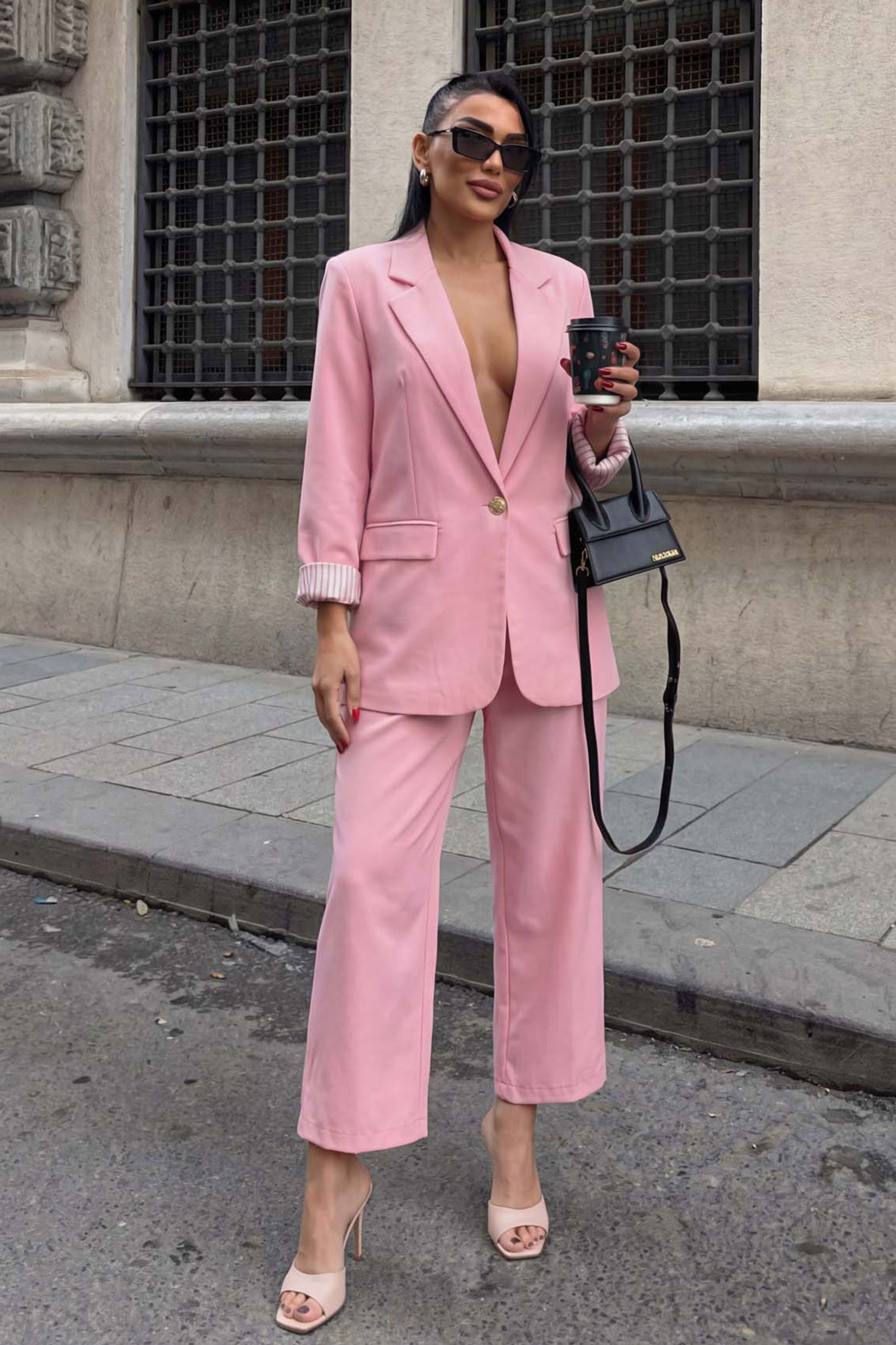 Olwen σετ σακάκι παντελόνι ροζ Olwen σετ σακάκι παντελόνι ροζ - Image 1