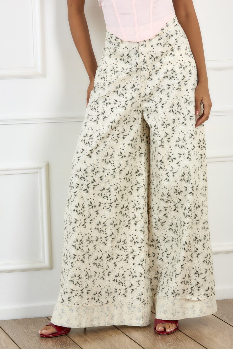 Opaline τζιν παντελόνι φλοράλ εκρού - Image 2