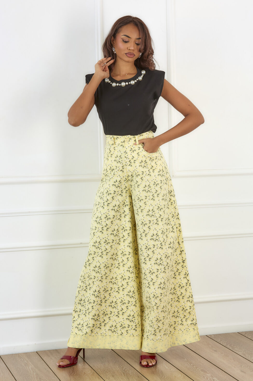 Opaline τζιν παντελόνι φλοράλ κίτρινο - Image 3