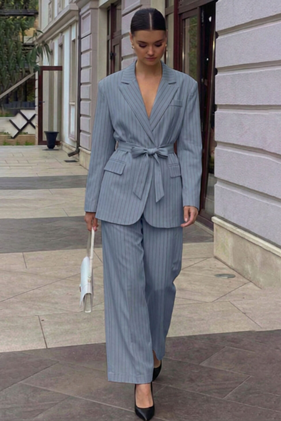 Palmer σετ σακάκι παντελόνι με ρίγες μπλε ραφ - Image 2