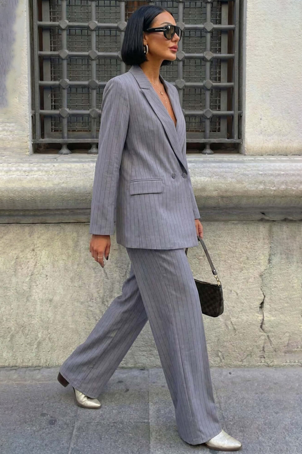 Patsy σετ σακάκι παντελόνι με ρίγες γκρι - Image 2