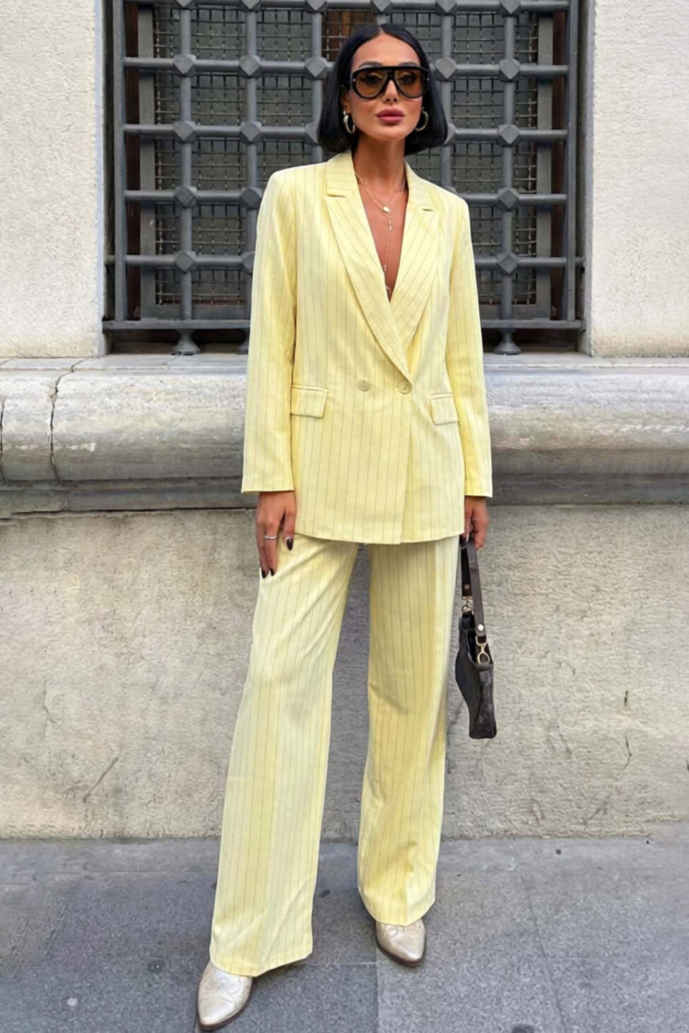 Patsy σετ σακάκι παντελόνι με ρίγες κίτρινο - Image 2