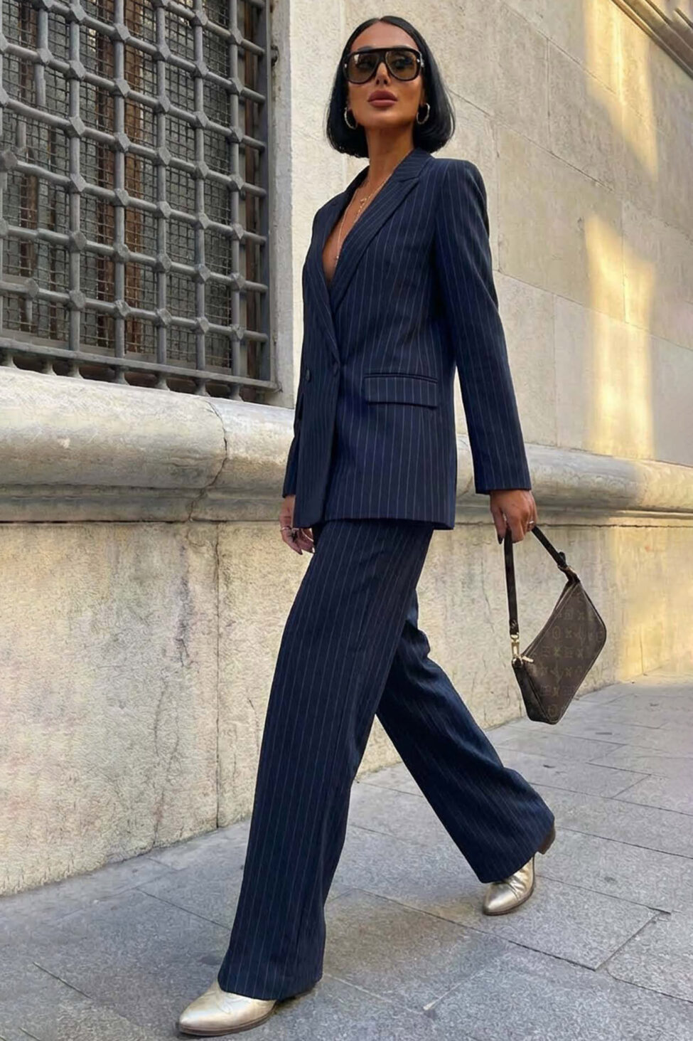Patsy σετ σακάκι παντελόνι με ρίγες μπλε σκούρο - Image 2