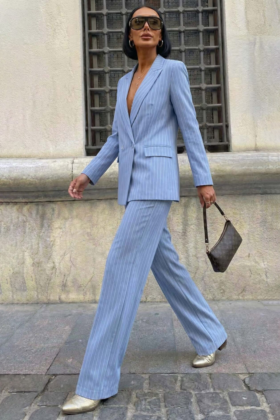 Patsy σετ σακάκι παντελόνι με ρίγες σιελ - Image 2