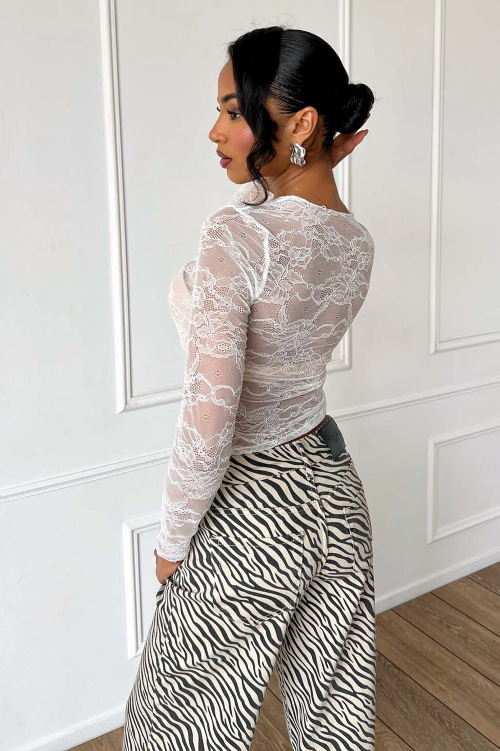 Penny μπλούζα διάφανη δαντέλα λευκό - Image 3