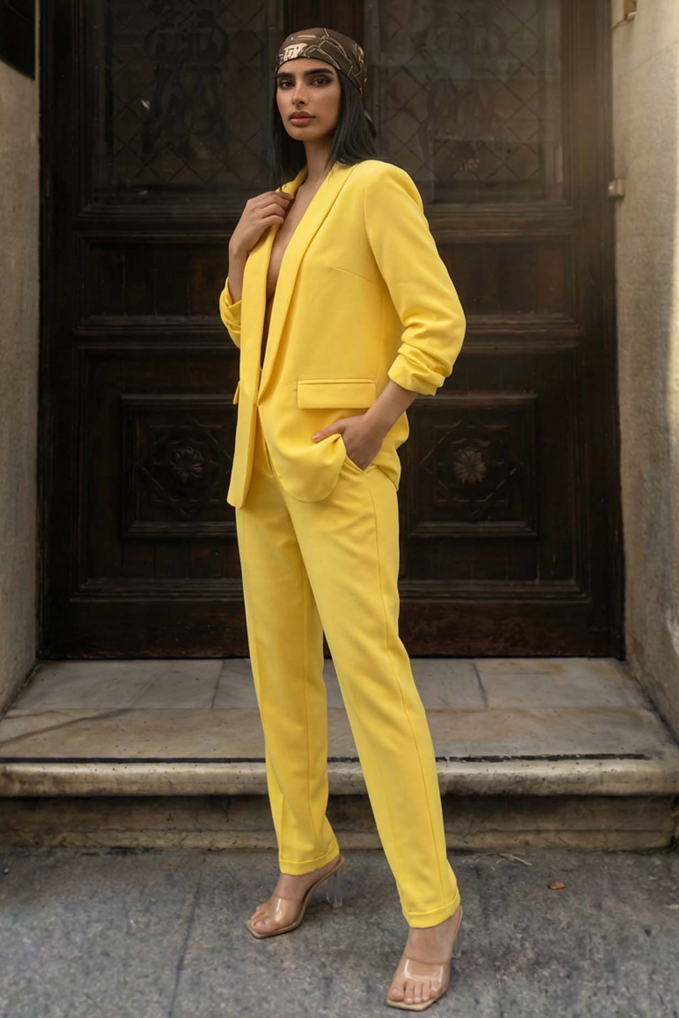 Perry σετ σακάκι παντελόνι κίτρινο Perry σετ σακάκι παντελόνι κίτρινο - Image 1