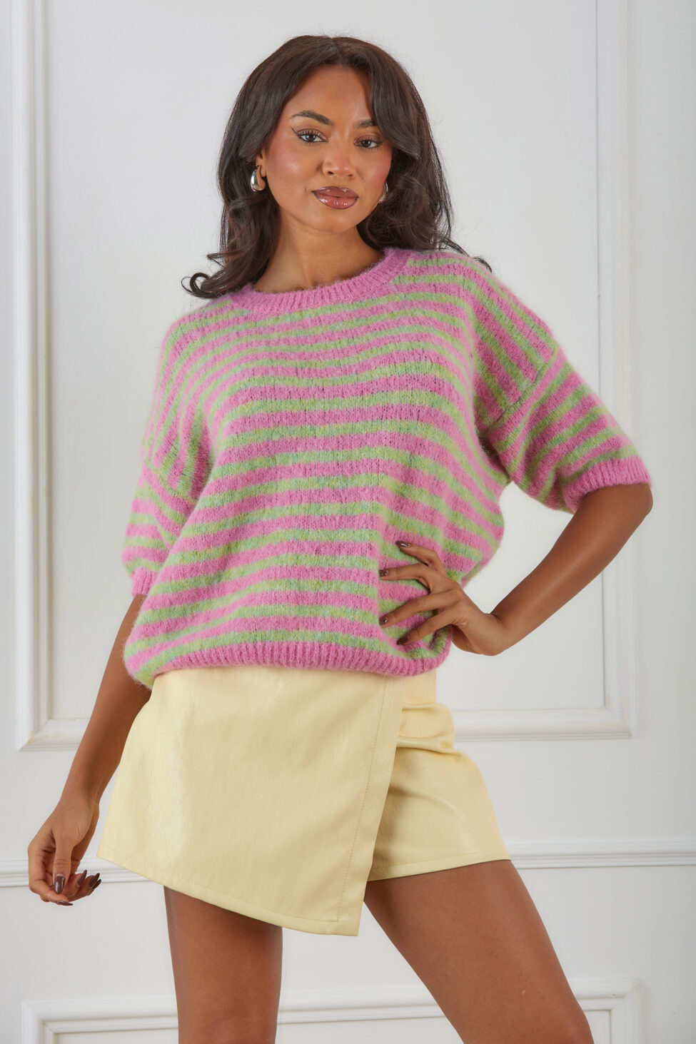 Poppi πουλόβερ με ρίγες ροζ - Image 2