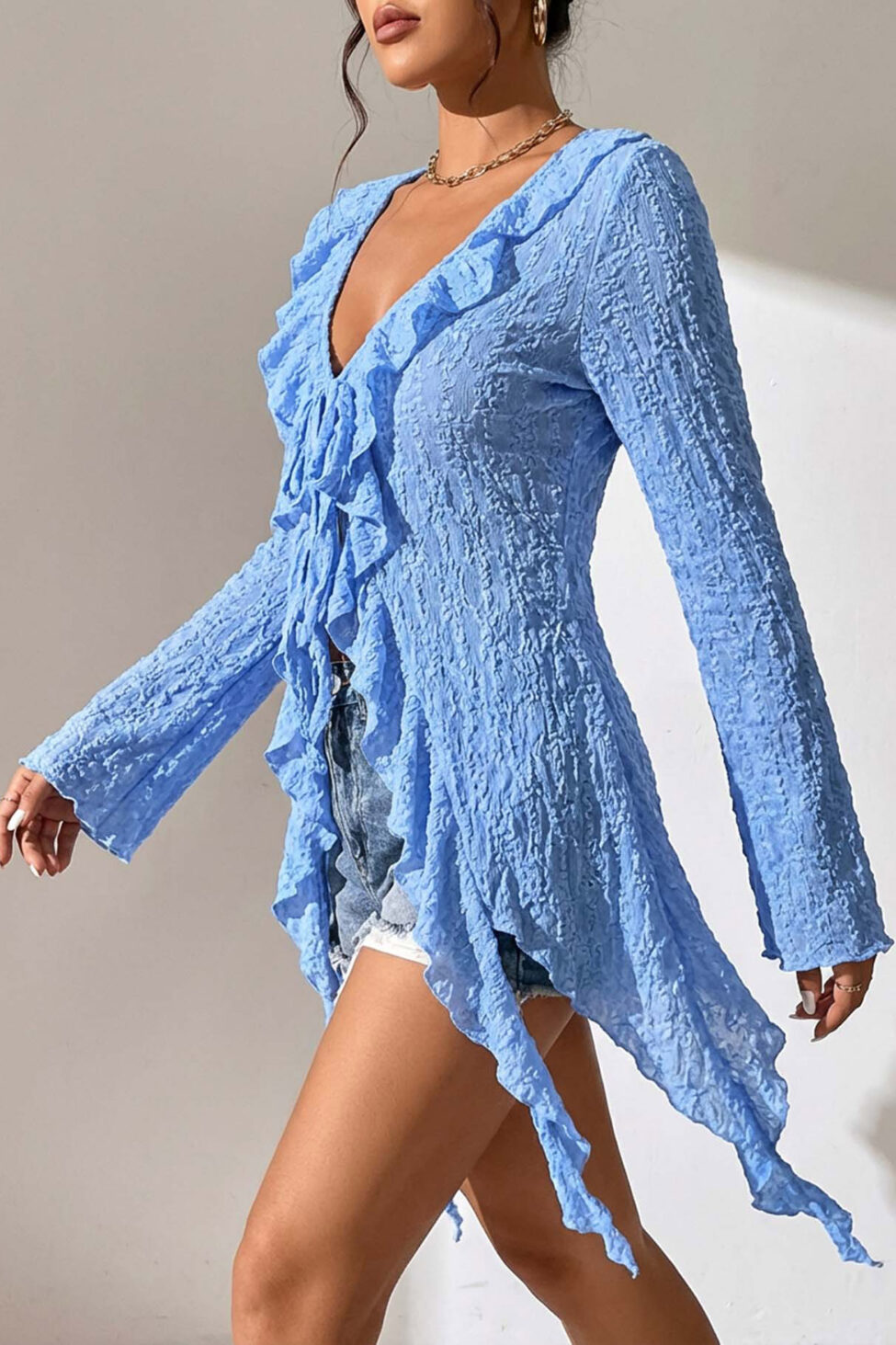 Quota μπλούζα με βολάν σιελ - Image 2