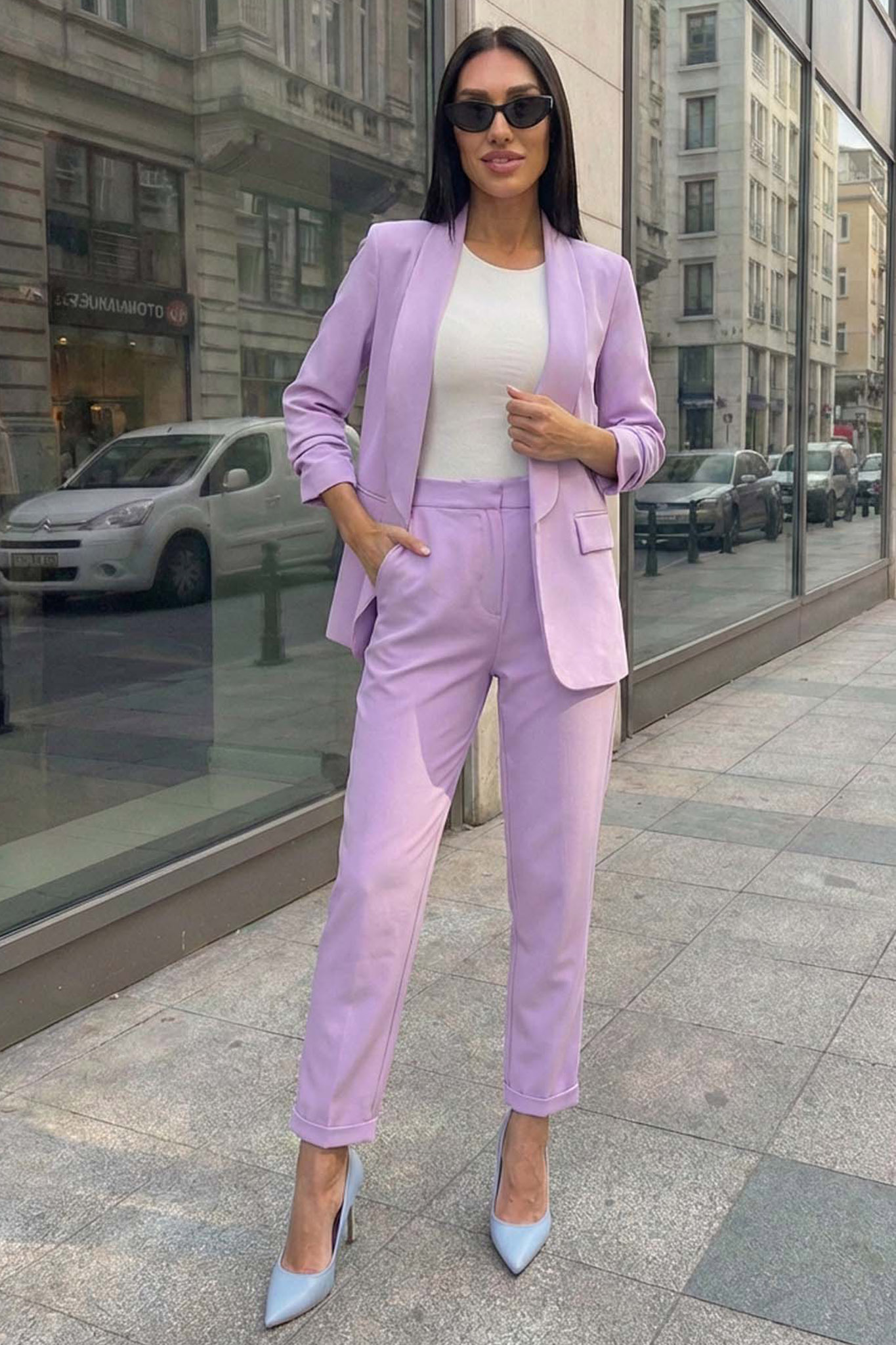 Raelyn σετ σακάκι παντελόνι λιλά Raelyn σετ σακάκι παντελόνι λιλά - Image 1