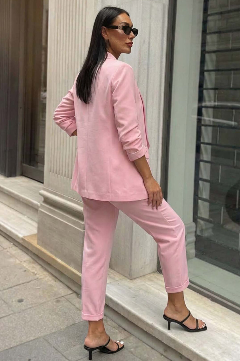 Raelyn σετ σακάκι παντελόνι ροζ - Image 2
