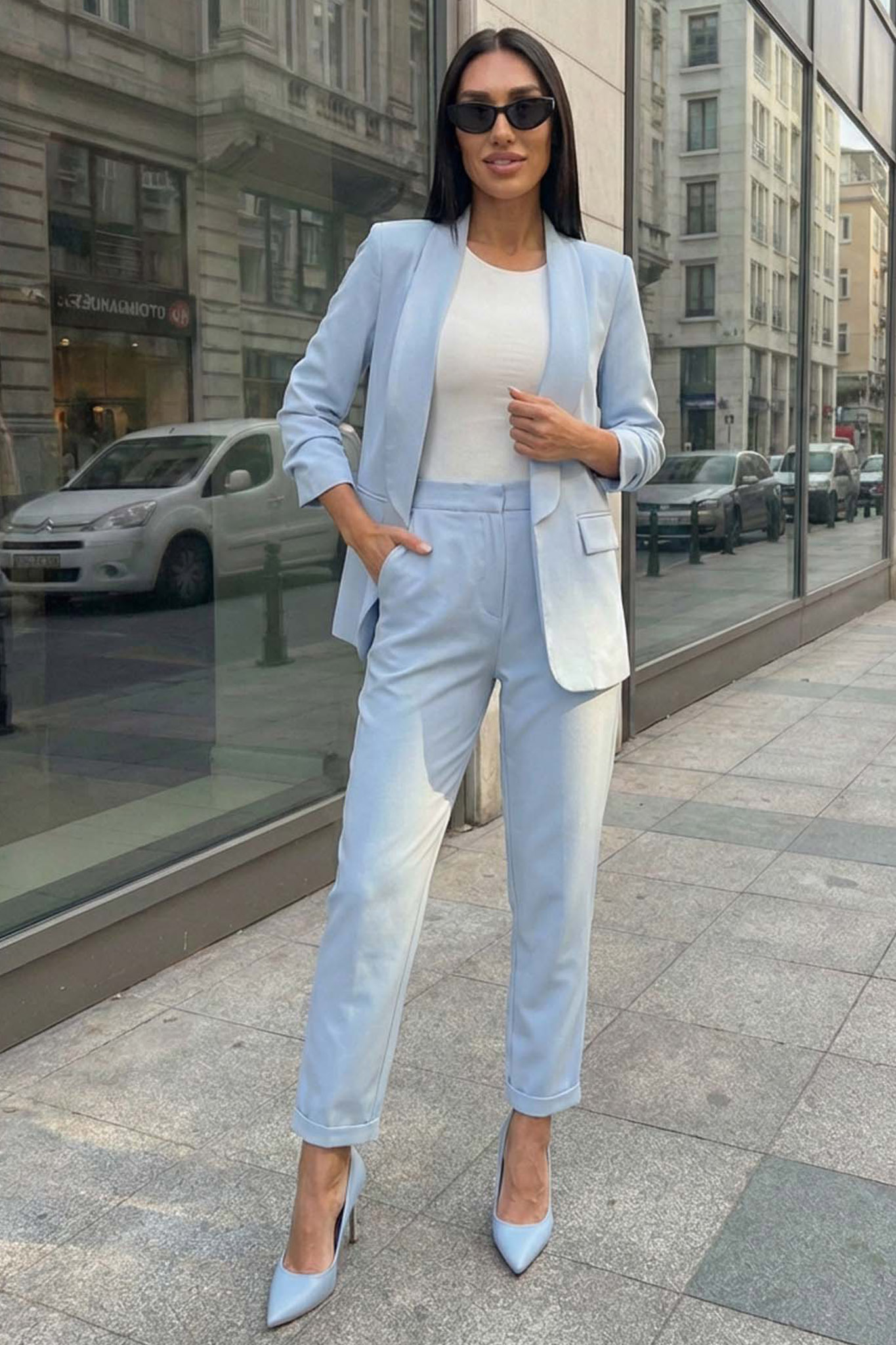 Raelyn σετ σακάκι παντελόνι σιελ Raelyn σετ σακάκι παντελόνι σιελ - Image 1