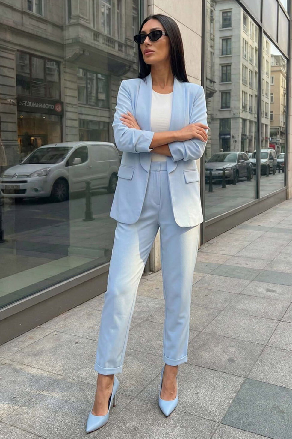 Raelyn σετ σακάκι παντελόνι σιελ - Image 2