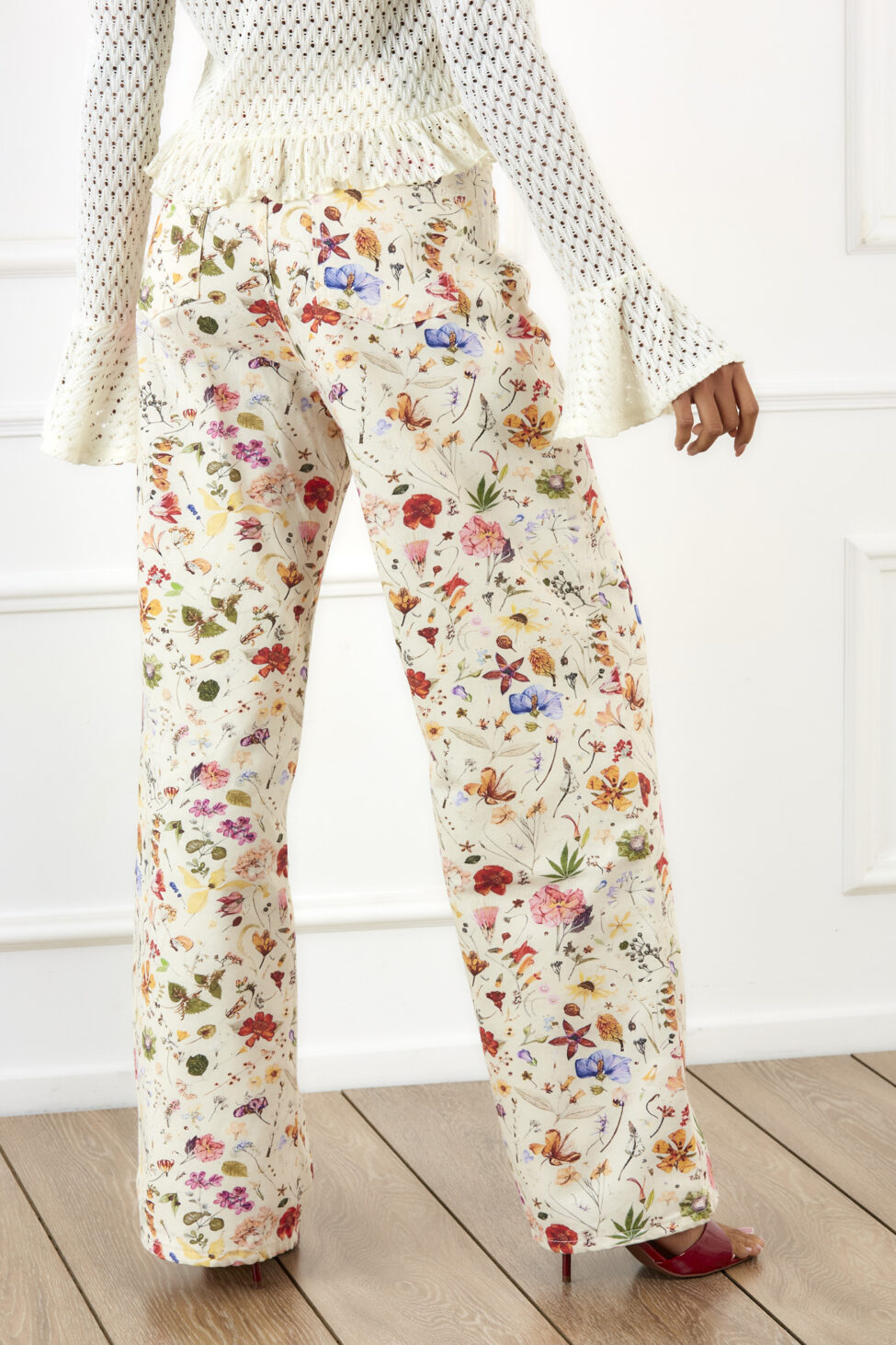 Rosy τζιν παντελόνι φλοράλ μπεζ - Image 3