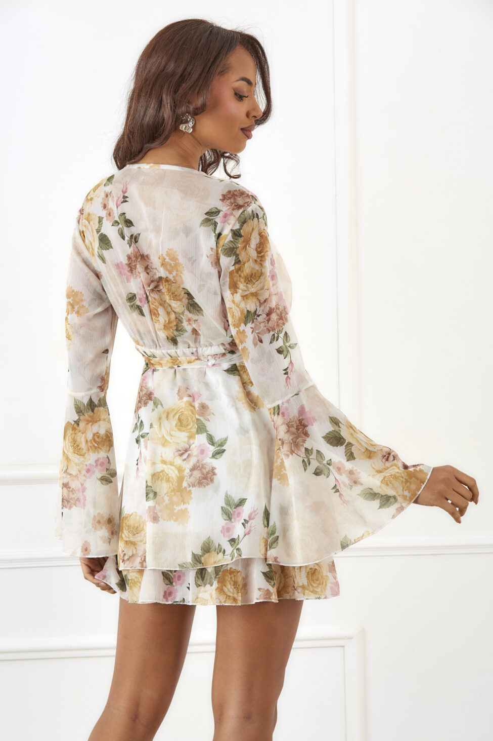 Scale φόρεμα μίνι φλοράλ με ζώνη κίτρινο - Image 3