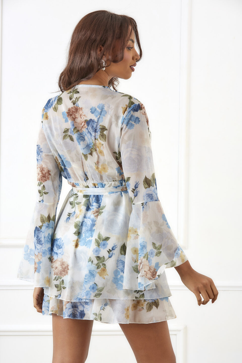 Scale φόρεμα μίνι φλοράλ με ζώνη σιελ - Image 3