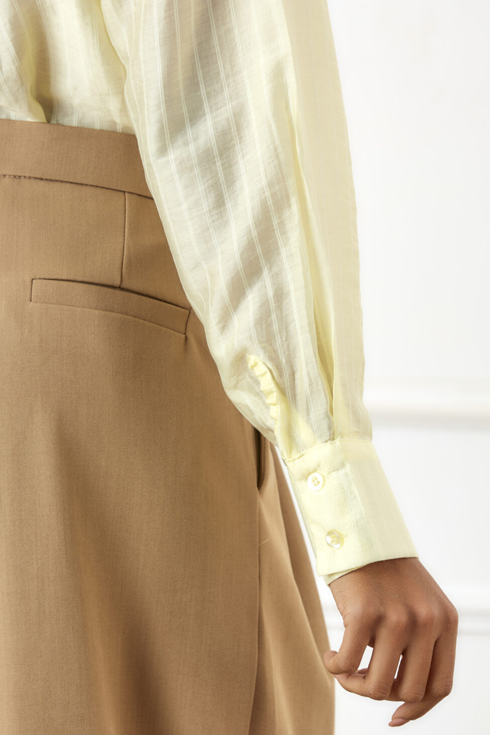 Seline πουκάμισο ριγέ με κλασσικό γιακά κίτρινο - Image 3