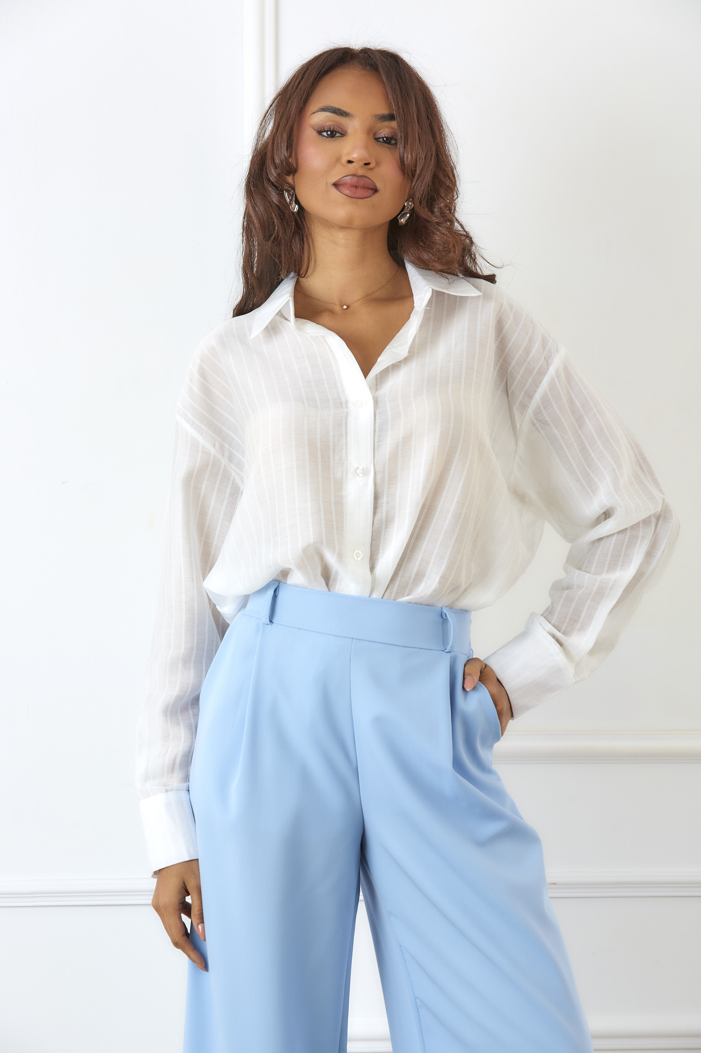 Seline λευκό Seline πουκάμισο ριγέ με κλασσικό γιακά λευκό - Image 1