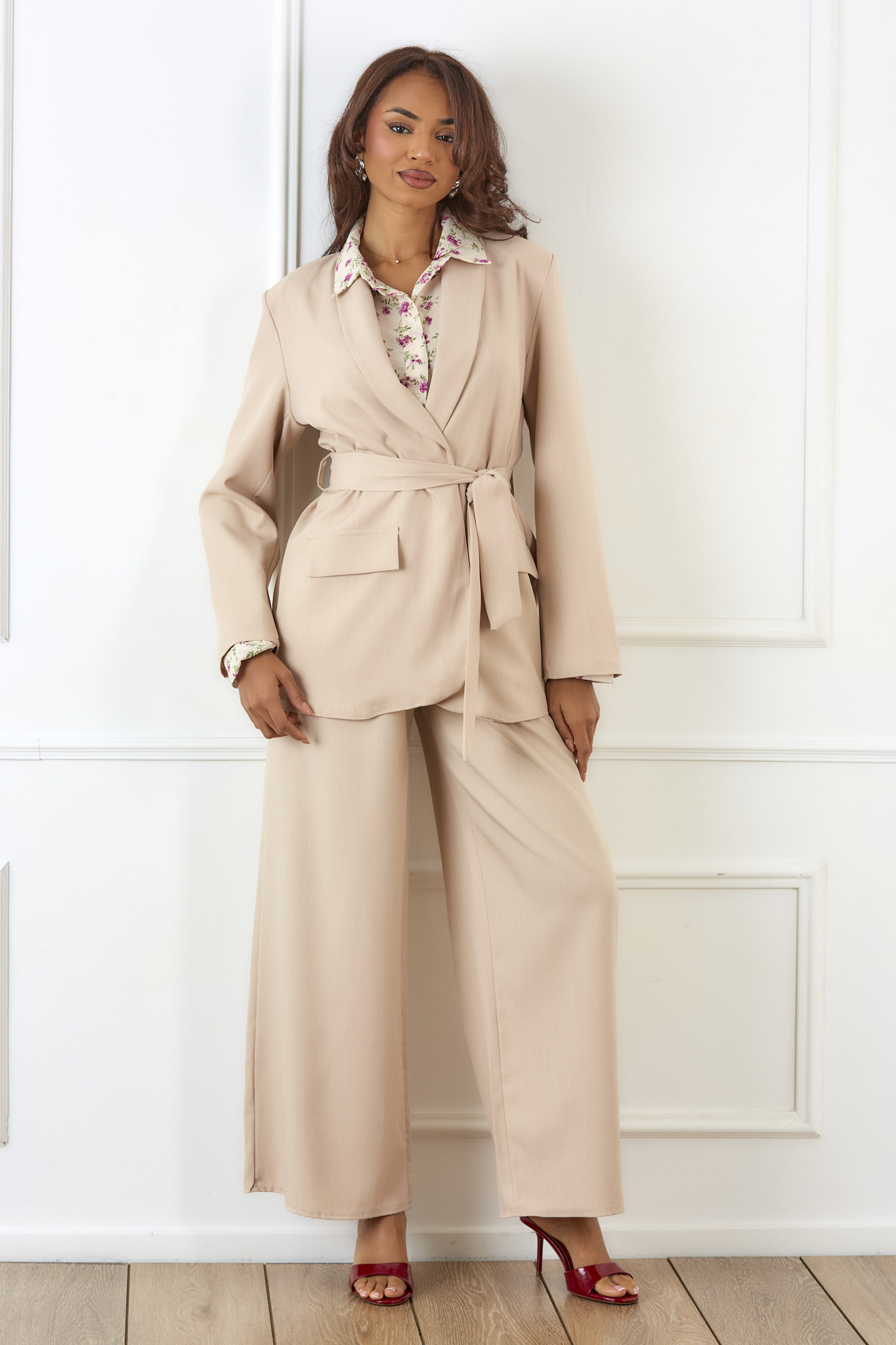 Seniora σετ σακάκι παντελόνι μπεζ Seniora σετ σακάκι παντελόνι μπεζ - Image 1