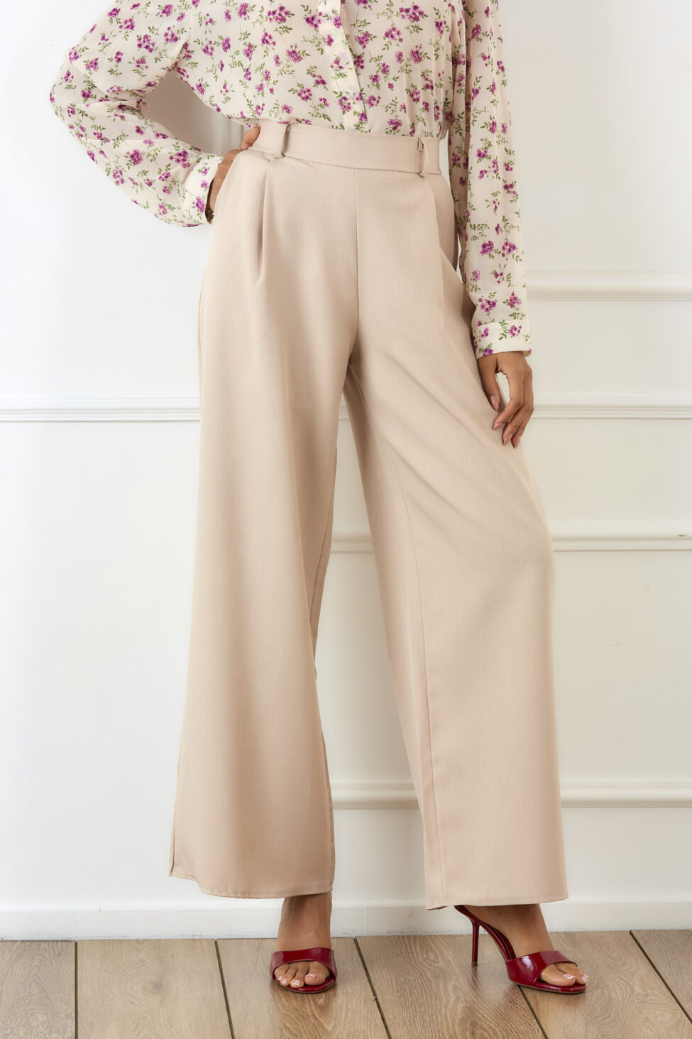 Seniora σετ σακάκι παντελόνι μπεζ - Image 3