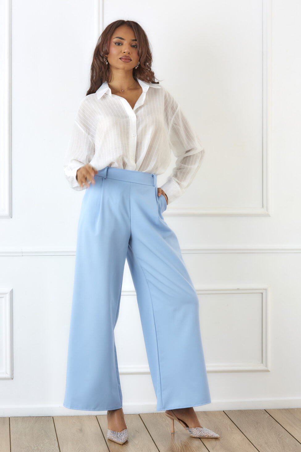 Seniora σετ σακάκι παντελόνι σιελ - Image 3