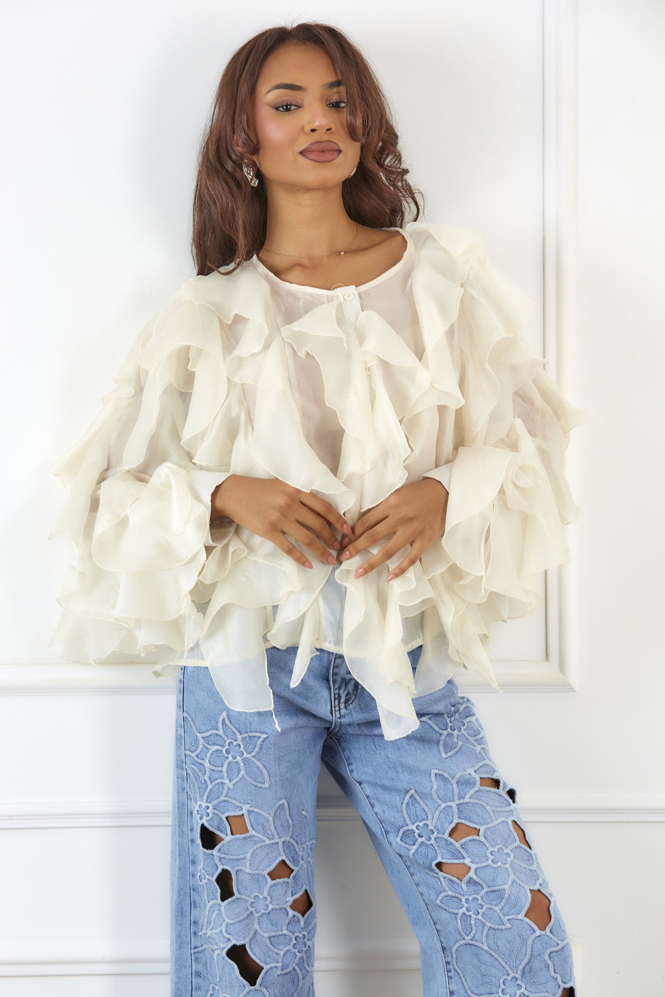 Sentero πουκάμισο με βολάν εκρού Sentero πουκάμισο με βολάν εκρού - Image 1