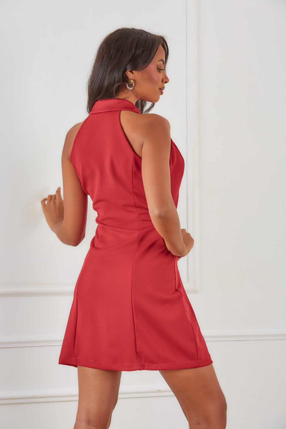 Seza φόρεμα μίνι blazer με κουμπιά μπορντό - Image 3