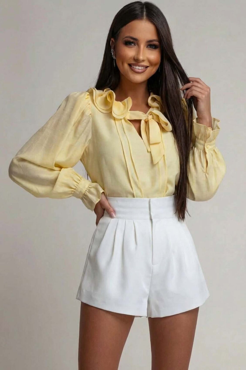 Shiloh ψηλόμεσο σορτς λευκό - Image 2