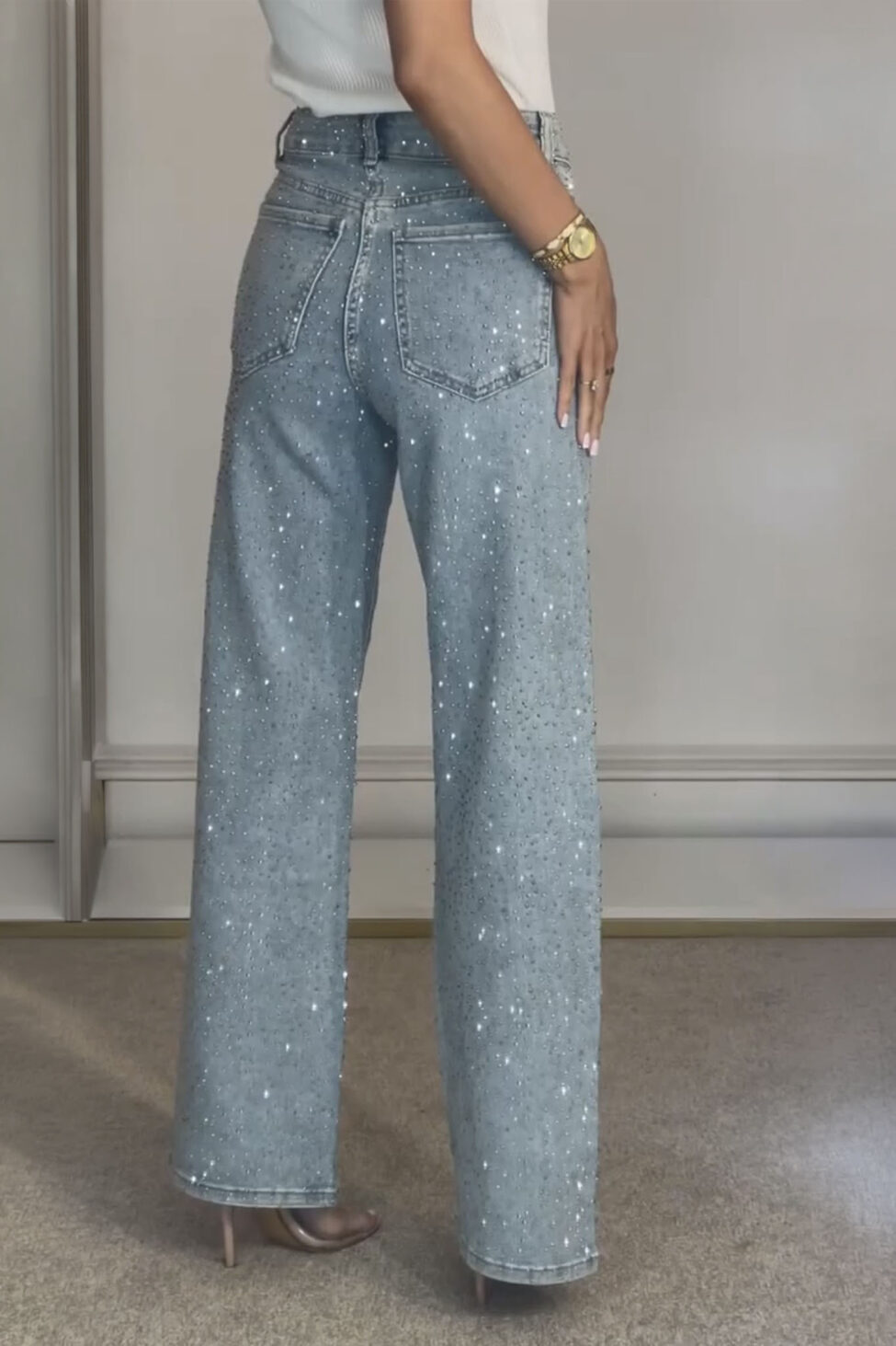 Straslight τζιν παντελόνι με στρας μπλε - Image 2