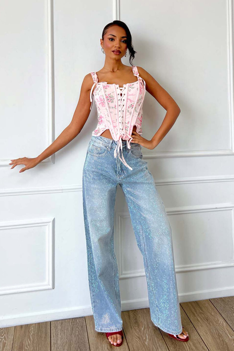 Straslight τζιν παντελόνι με στρας μπλε - Image 2