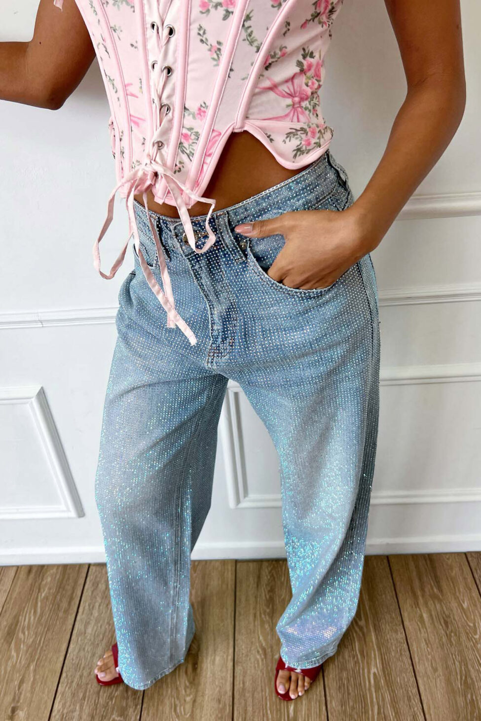 Straslight τζιν παντελόνι με στρας μπλε - Image 3