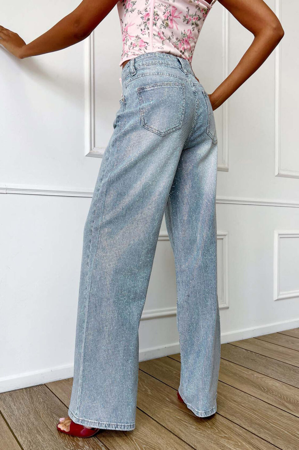 Straslight τζιν παντελόνι με στρας μπλε - Image 4