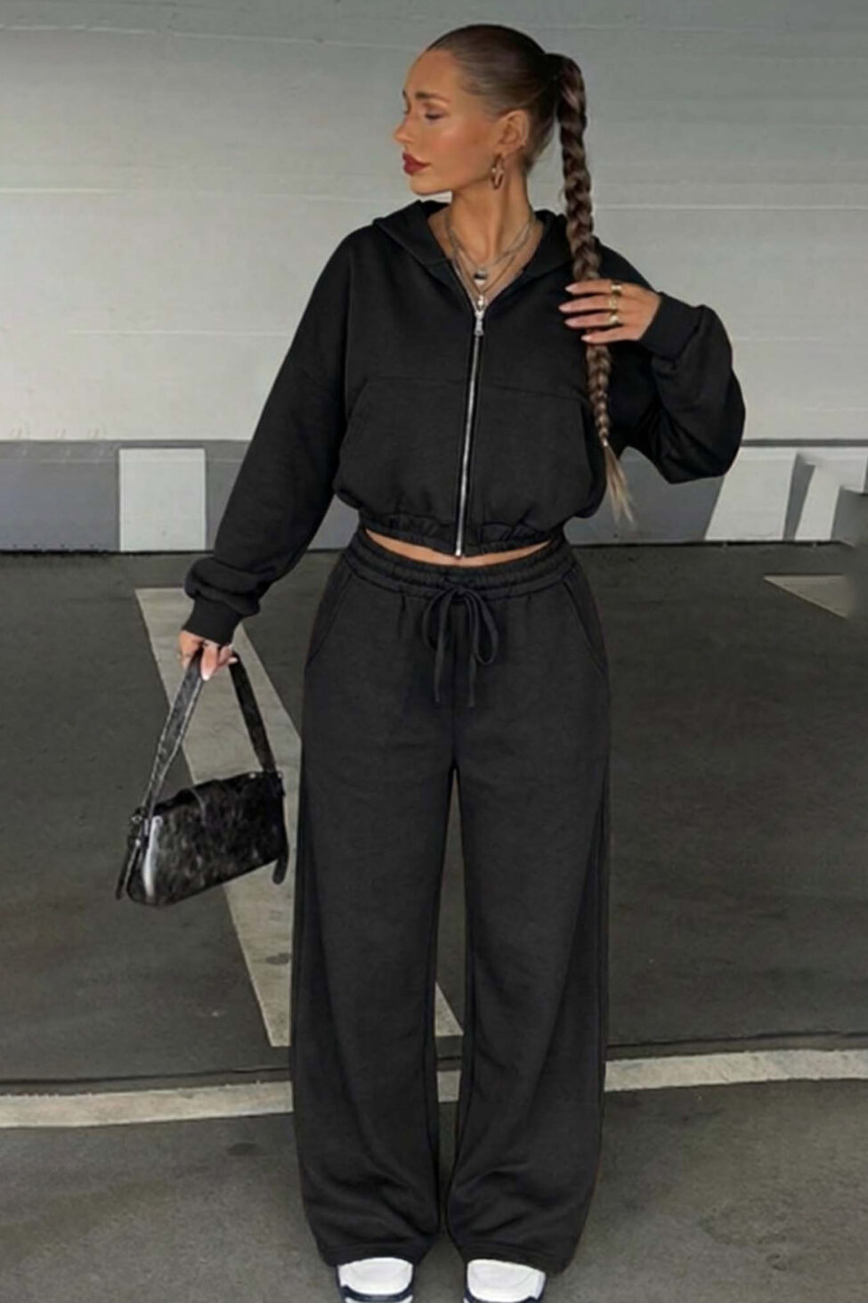 Symptom σετ φόρμα φούτερ ζακέτα με παντελόνι μαύρο - Image 2