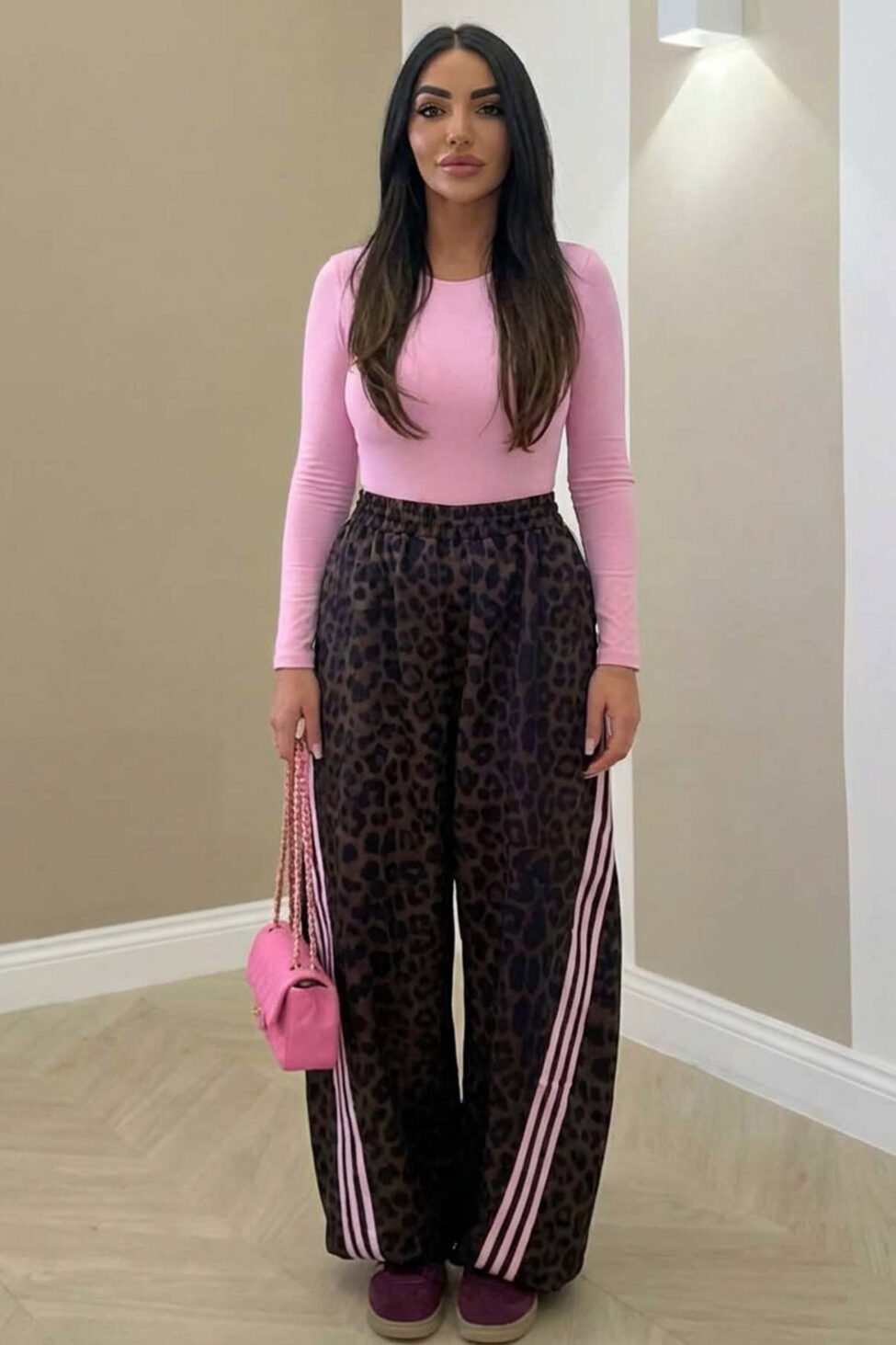 Thomais παντελόνι με ρίγες στο πλάι ροζ - Image 2