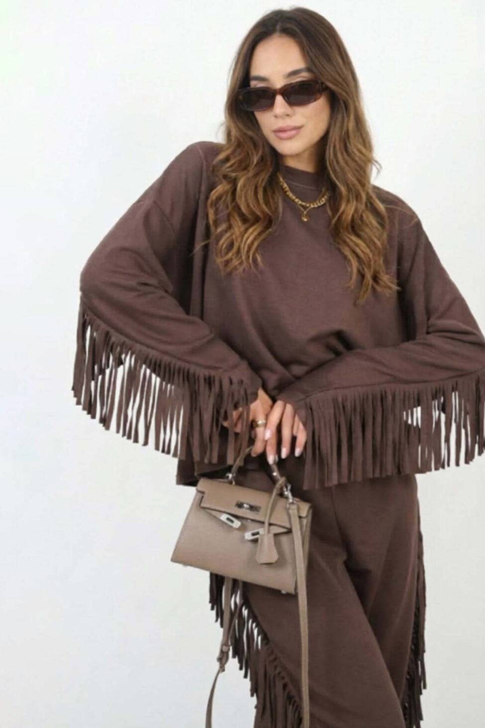 Titanic σετ μπλούζα παντελόνι με κρόσια καφέ - Image 2