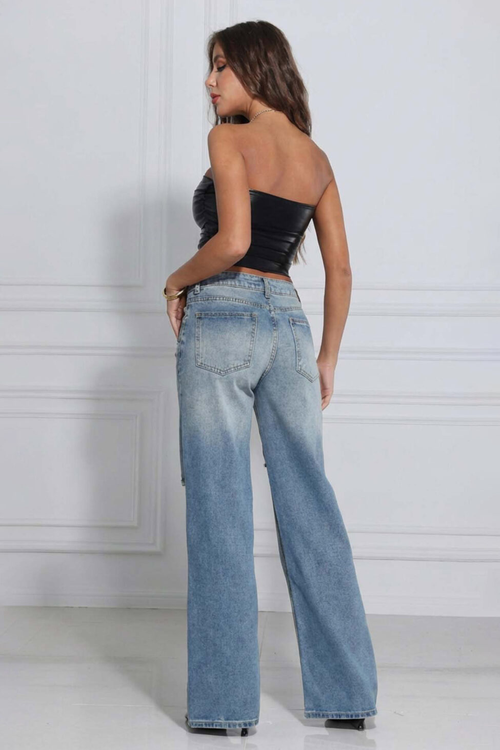 Track τζιν παντελόνι με σκισίματα μπλε - Image 2