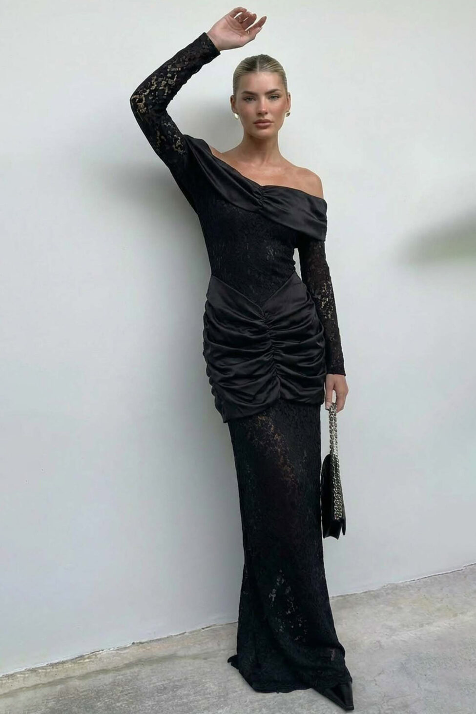 Valegro μάξι φόρεμα με δαντέλα μαύρο - Image 2