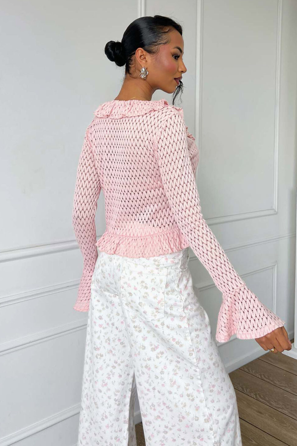 Vellina μπλούζα πλεκτή με βολάν σομόν - Image 3