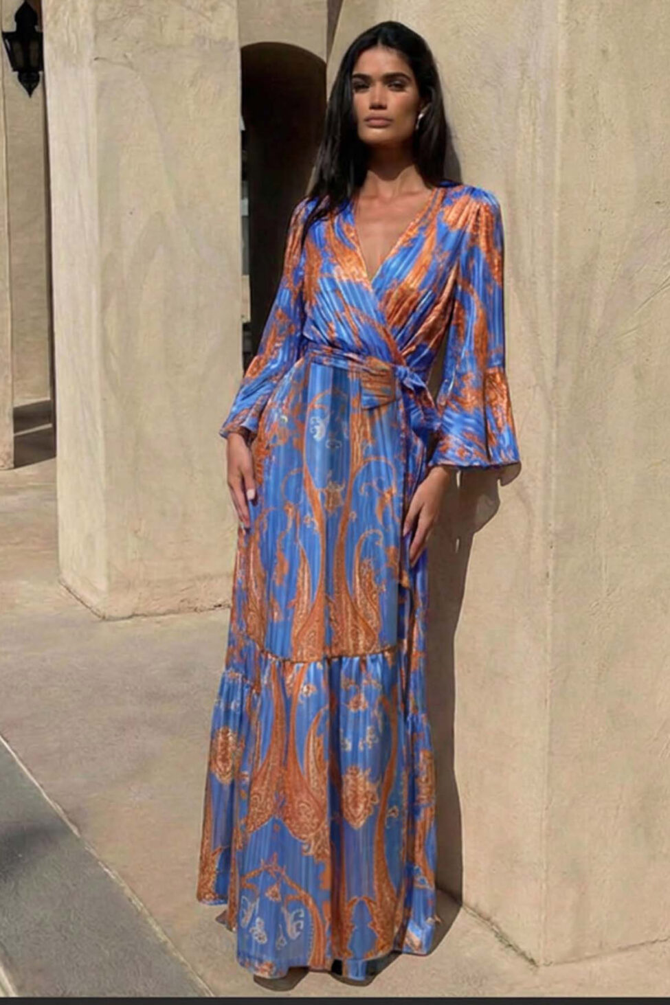 Willow μάξι φόρεμα με λαχούρια μπλε - Image 2