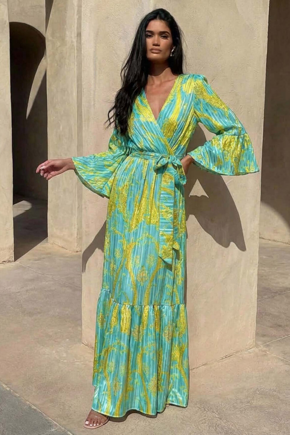 Willow μάξι φόρεμα με λαχούρια τιρκουάζ - Image 2