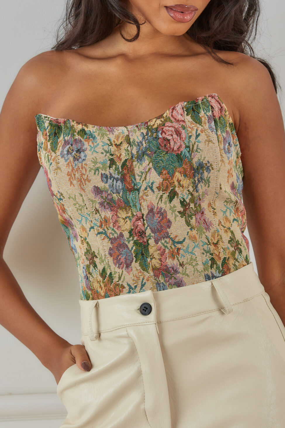 Zizel κορσές φλοράλ μπεζ - Image 2