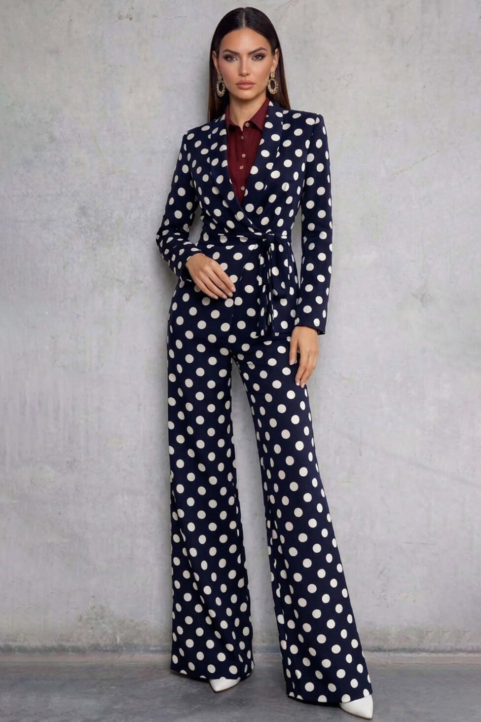 Agnetha σετ σακάκι παντελόνι πουά μπλε σκούρο - Image 2