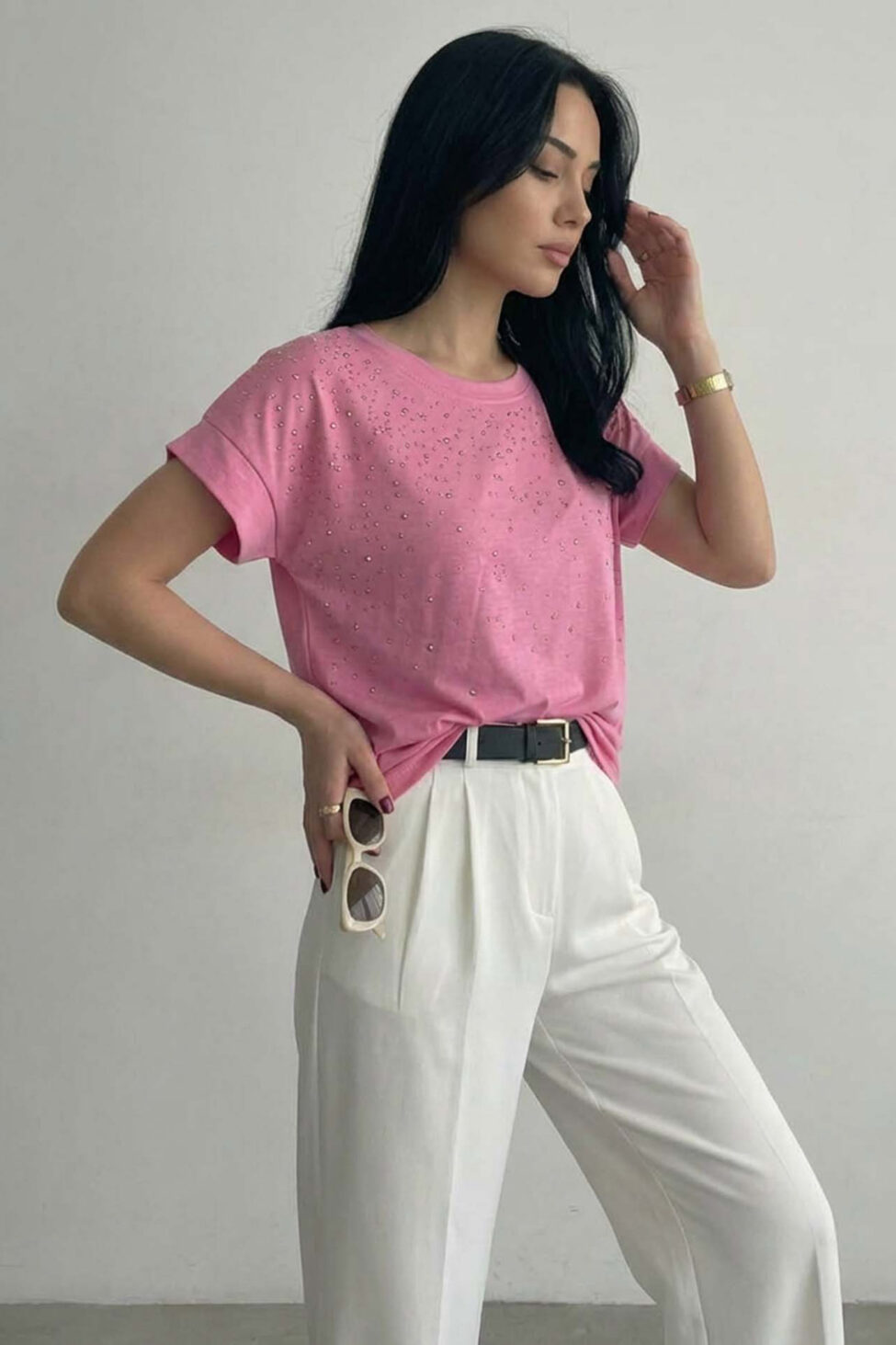 Amulet t-shirt με στρας ροζ - Image 2